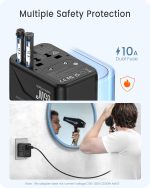 ⁦لانسينت شاحن سفر عالمي جان III بقدرة 65 واط مع منفذين USB و3 محول شحن سريع USB-C بي دي، شاحن حائط عالمي لايفون والتابلت واللابتوب نوع A/C/G/I (USA/UK/EU/AUS)⁩ - الصورة ⁦7⁩