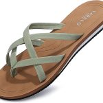 اريجو بيلو شبشب فليب فلوب للنساء للشاطئ والاماكن الخارجية صندل جلدي مسطح مضاد للانزلاق مقاس 36-41