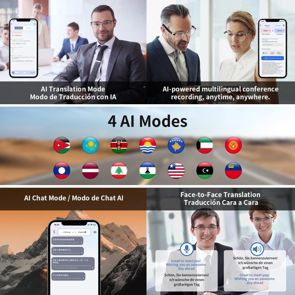 ⁦نظارات شمسية ذكية مفتوحة الاذن من تولبيز، ترجمة نظارات بالذكاء الاصطناعي، عدسات متغيرة اللون، نظارات شمسية مستقطبة بلوتوث، مساعد صوتي⁩ - الصورة ⁦4⁩