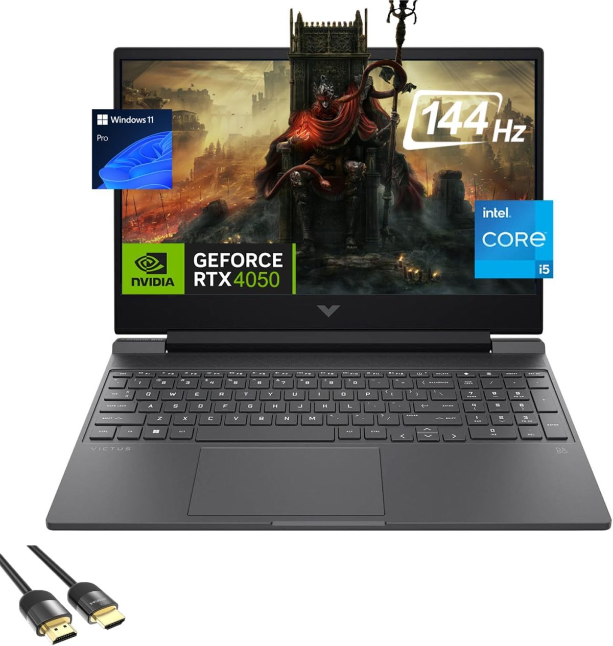 HP لابتوب العاب فيكتوس 15.6 انش 144Hz FHD ثماني النواة i5-13420H انفيديا RTX 4050 6GB RAM 32GB SSD 2TB كيبورد باضاءة خلفية واي فاي 6 كاميرا ويب كيبورد USB-C كيبل PDG HDMI كيبورد امريكي ويندوز 11 برو