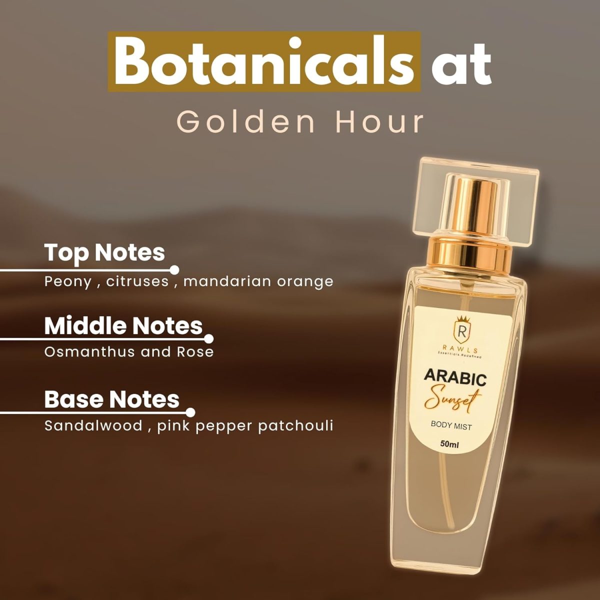 ⁦بخاخ جسم عربي للنساء من رولز - بخاخ عطر شرقي يدوم طويلا مع الياسمين وخشب الصندل - بخاخ عطر لانتعاش يومي - 50 مل⁩ - الصورة ⁦3⁩