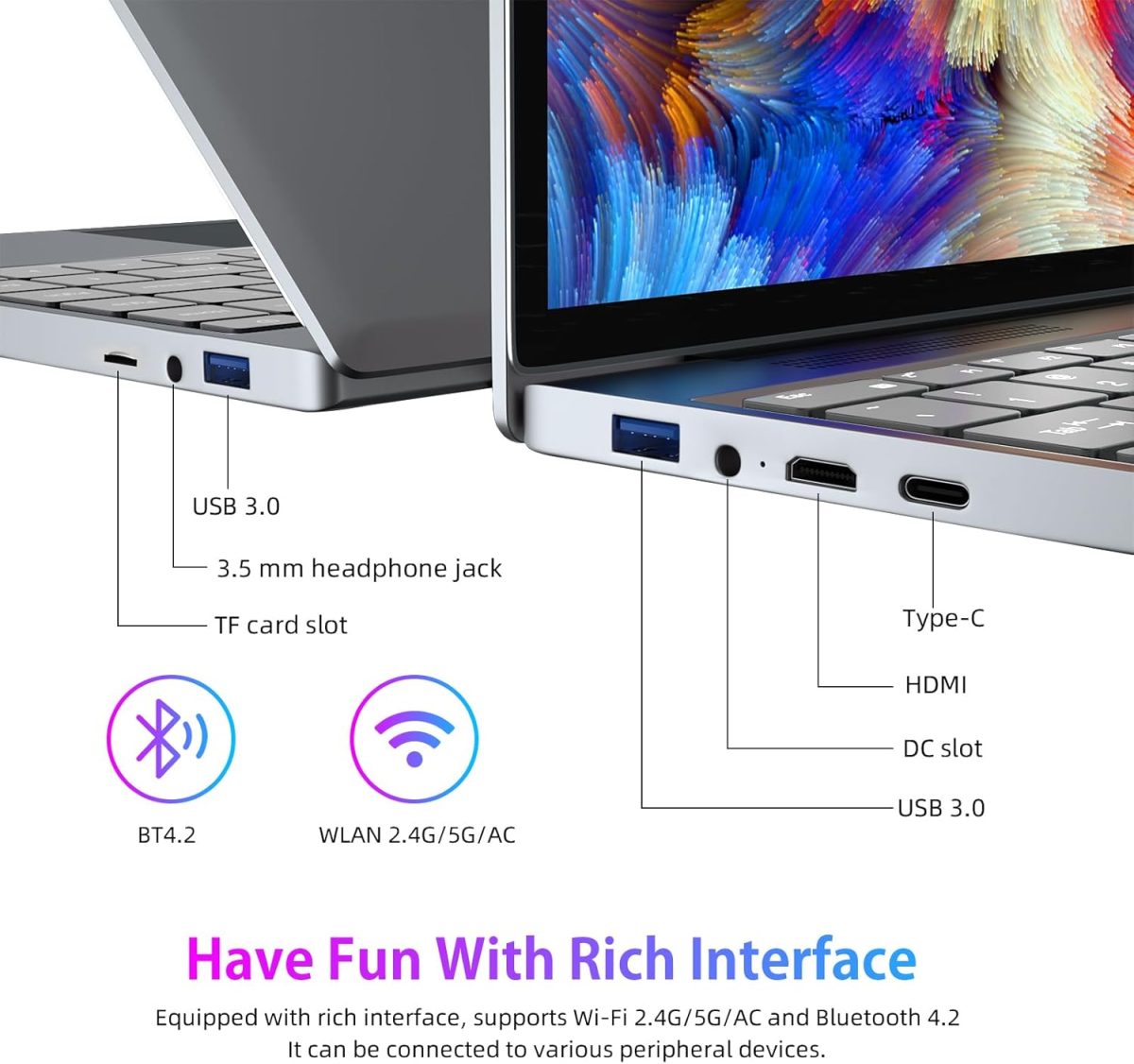 ⁦لابتوب موروسترون W11 بشاشة IPS 13.5 انش 3K (3000 × 2000) الجيل العاشر i5-1035G1 حتى 3.6GHz و16GB + 512GB SSD، نوت بوك معدني بالكامل، كيبورد باضاءة خلفية، نوع C، اصبع⁩ - الصورة ⁦3⁩
