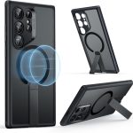 ESR حافظة سامسونج S24 الترا مع مسند متوافقة مع ماج سيف، حافظة مغناطيسية لسامسونج جالاكسي S24 الترا، 3 اوضاع للحامل، حماية من الدرجة العسكرية، حافظة واقية مضادة للصدمات، اسود مصنفر