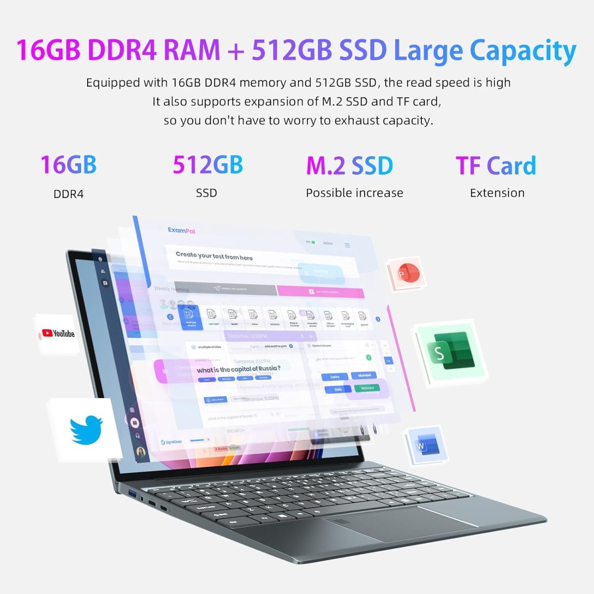 ⁦لابتوب موروسترون W11 بشاشة IPS 13.5 انش 3K (3000 × 2000) الجيل العاشر i5-1035G1 حتى 3.6GHz و16GB + 512GB SSD، نوت بوك معدني بالكامل، كيبورد باضاءة خلفية، نوع C، اصبع⁩ - الصورة ⁦2⁩