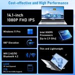 ⁦لابتوب العاب 14 انش من فونيت، لابتوب 2025 ويندوز 11 برو، 8GB RAM 256GB SSD، معالج انتل الجيل 11 N5095 (حتى 2.9GHz)، FHD 1920×1080، بلوتوث 4.2⁩ - الصورة ⁦2⁩