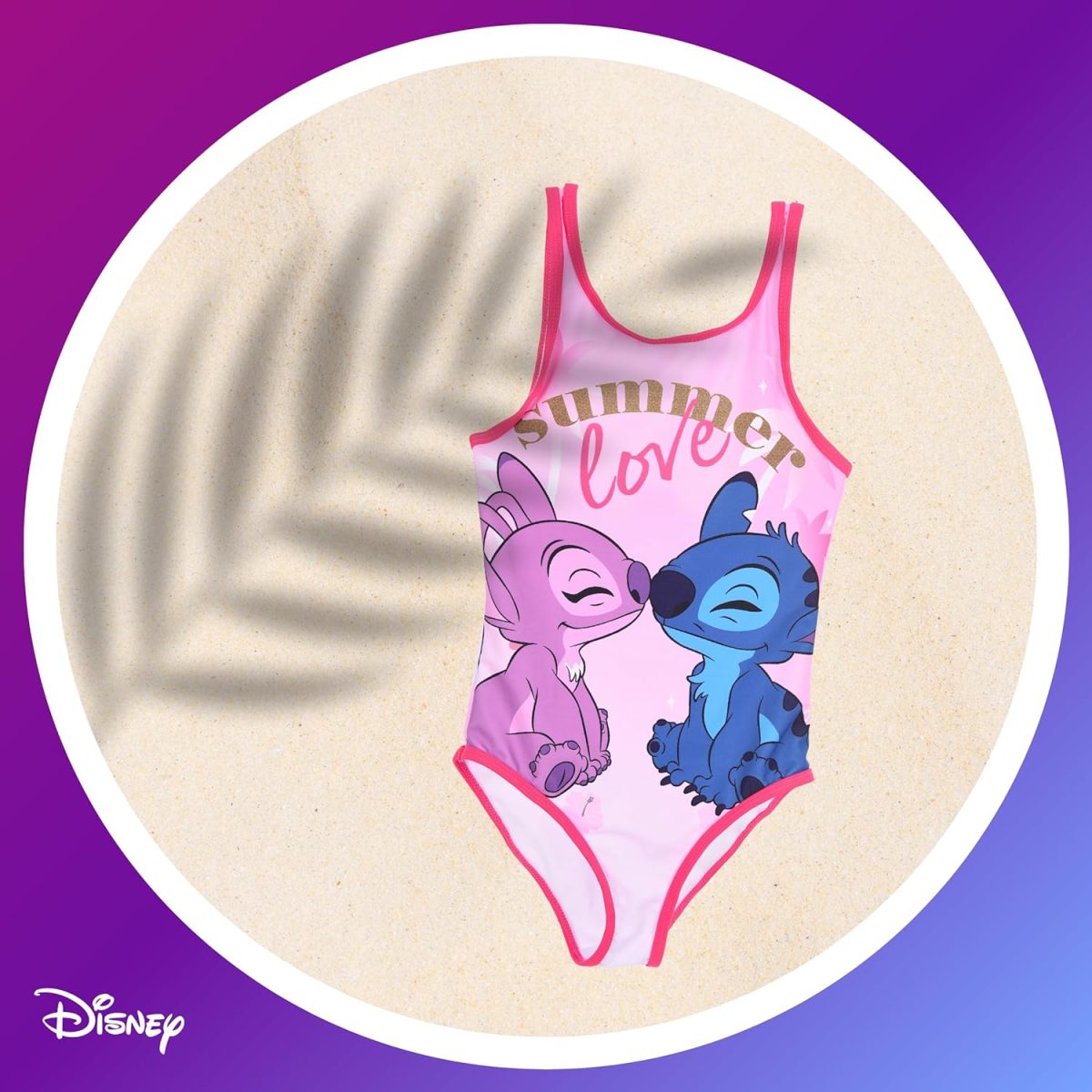 ⁦Disney Stitch Girls Swimming Costume Stitch and Angel One Piece Swimsuit Kids Swim Suit Sizes 6 to 12 Years⁩ - الصورة ⁦4⁩