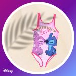 ⁦Disney Stitch Girls Swimming Costume Stitch and Angel One Piece Swimsuit Kids Swim Suit Sizes 6 to 12 Years⁩ - الصورة ⁦4⁩