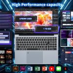 ⁦لابتوب العاب 16 انش، انتل سيليرون N100 (حتى 3.4GHZ) ويندوز 11 برو للالعاب 16GB 1TB SSD، لابتوب تقليدي، شاشة FHD 1920x1200، فتح بصمة الاصبع، كيبورد باضاءة خلفية، نتبوك⁩ - الصورة ⁦5⁩