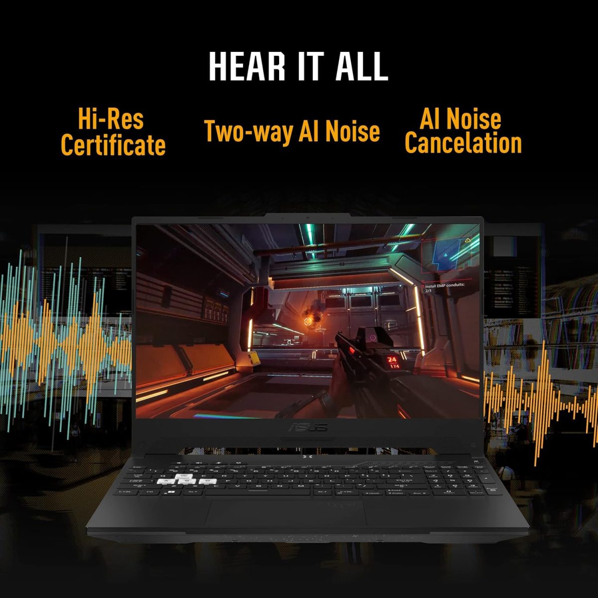 ⁦اسس لابتوب العاب تي يو اف داش 15 (2022)، شاشة FHD 15.6 انش 144Hz، انتل كور i5 12450H، جيفورس RTX 3050 Ti، 8GB DDR5، 512GB PCIe SSD، ثاندربولت 4، واي فاي 6، ويندوز 11 هوم، اسود، FX517ZE-RS51⁩ - الصورة ⁦9⁩