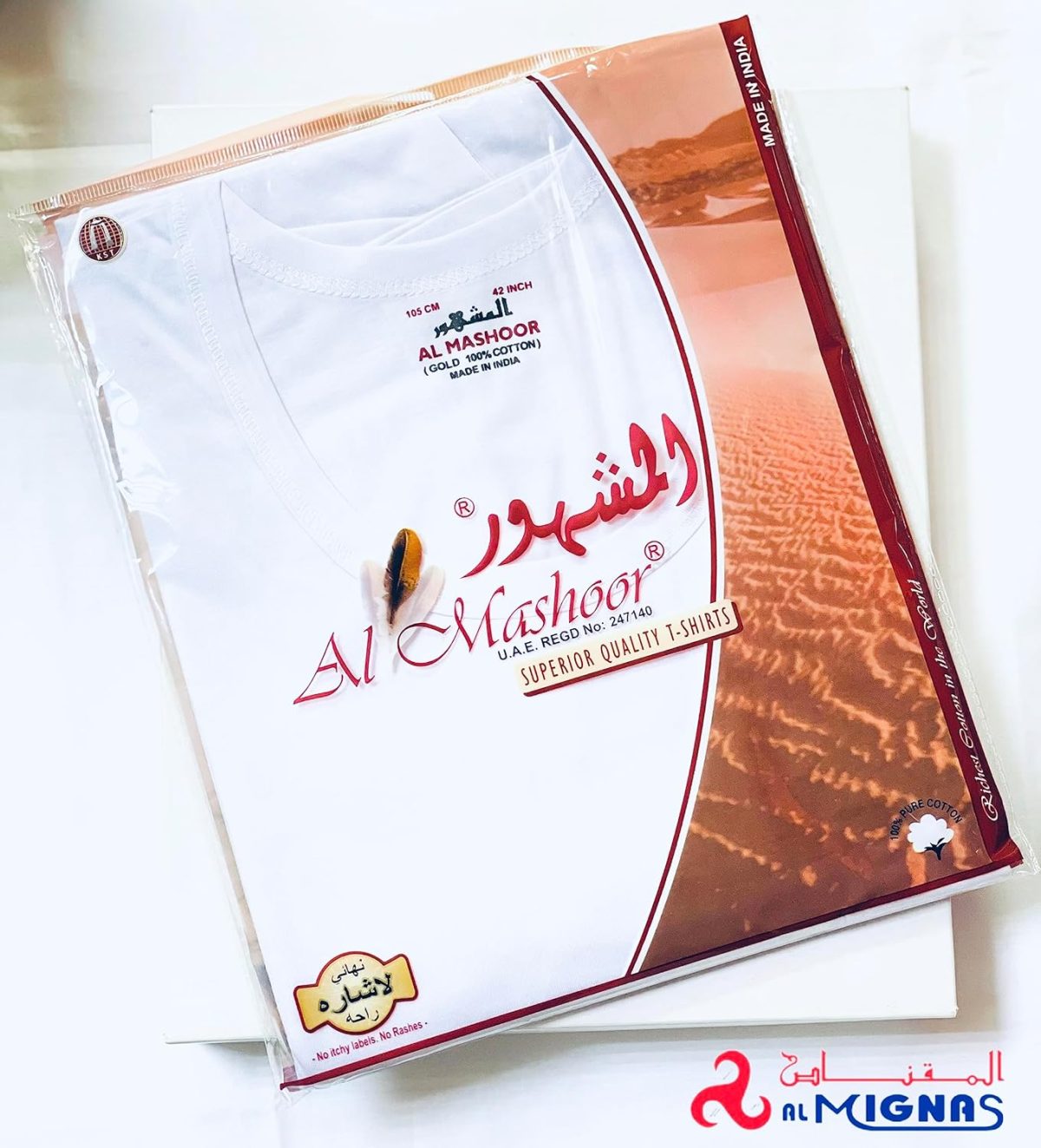 تي شيرت انيلا من 6 قطع قطن 100% من المشور، فانيلة داخلية، مشهور 100% قطن، 6 قطع