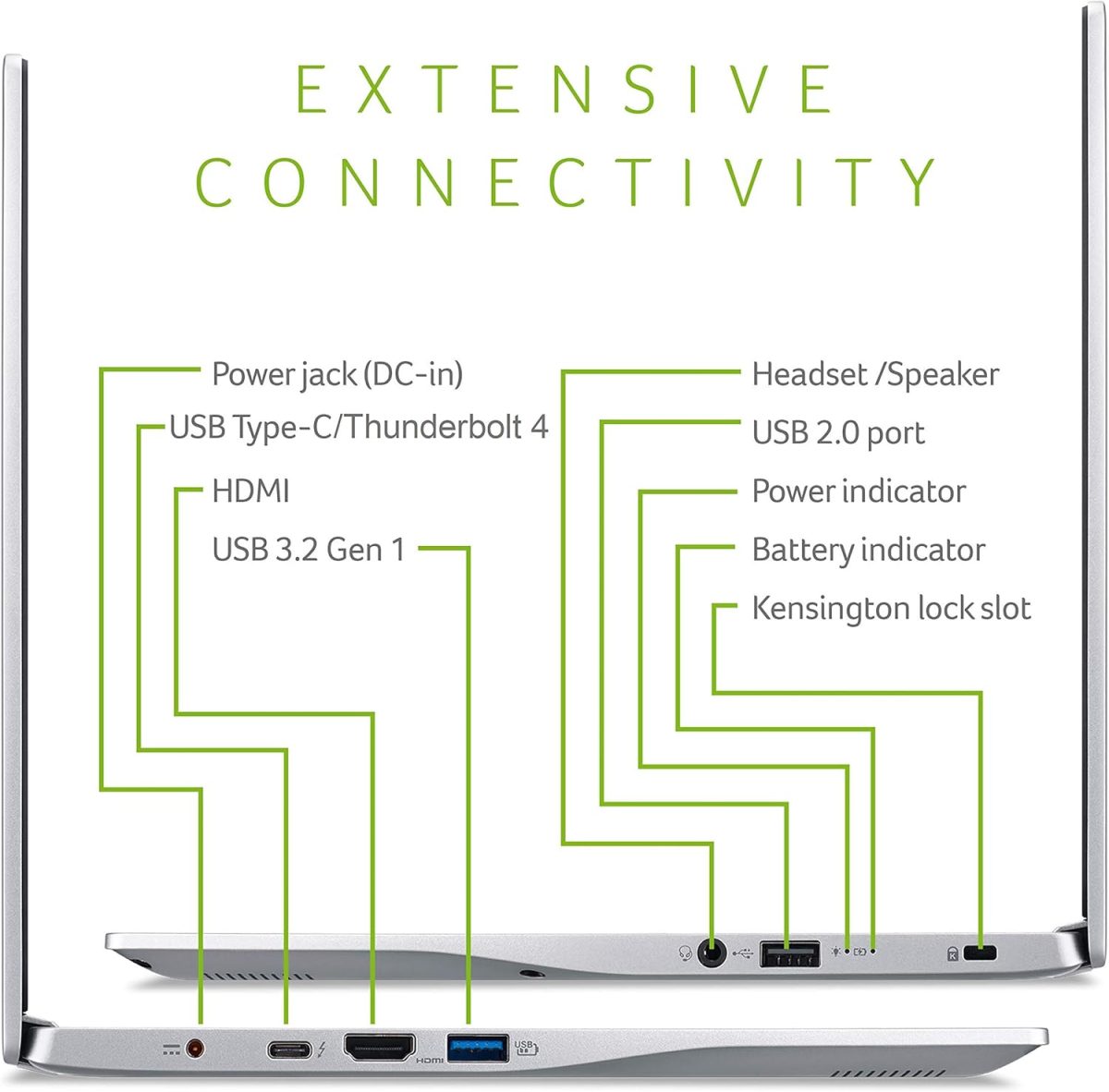 ⁦ايسر لابتوب سويفت 3 انتل ايفو رفيع وخفيف بشاشة FHD 14 انش ومعالج انتل كور i7-1165G7 وبطاقة عرض مرئي انتل ايرس اكس اي 8GB LPDDR4X و256GB NVMe SSD وواي فاي 6 وقارئ بصمة وكيبورد باضاءة خلفية⁩ - الصورة ⁦8⁩