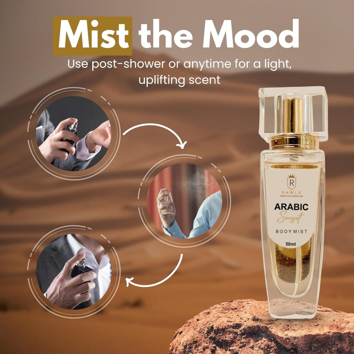 ⁦بخاخ جسم عربي للنساء من رولز - بخاخ عطر شرقي يدوم طويلا مع الياسمين وخشب الصندل - بخاخ عطر لانتعاش يومي - 50 مل⁩ - الصورة ⁦5⁩
