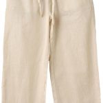 بنطلون بناتي منسوج من القطن والكتان بقصة مريحة من جيلين