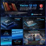 ⁦MSI لابتوب العاب فيكتور 16 HX RTX 5080 16 انش QHD+ 240Hz الترا 9 275HX (افضل من i9-14900HX)، انفيديا جيفورس RTX 5080 AI برو، 64GB DDR5، 4TB SSD، اضاءة خلفية RGB، حزمة مع مبرد قابل للطي⁩ - الصورة ⁦5⁩