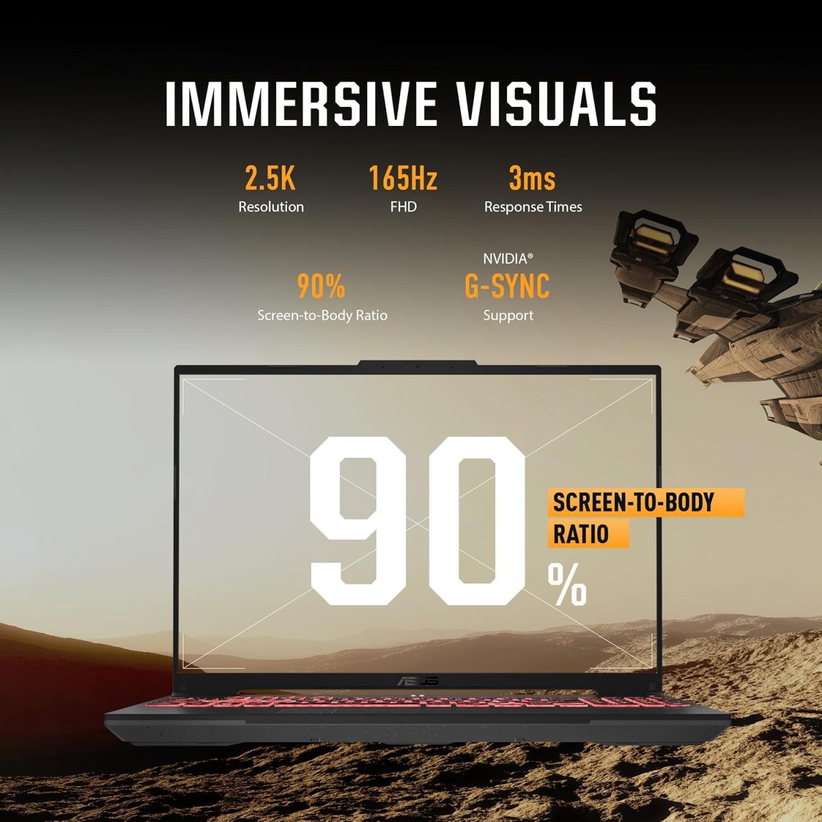 ⁦اسس لابتوب العاب تي يو اف A16 بشاشة 16 انش FHD+ 16:10 165Hz ومعالج AMD رايزن 9 7940HX، انفيديا جيفورس RTX™ 4060، 16GB DDR5، 512GB PCIe الجيل الرابع SSD، واي فاي 6، ويندوز 11، FA607PV-AS93⁩ - الصورة ⁦3⁩