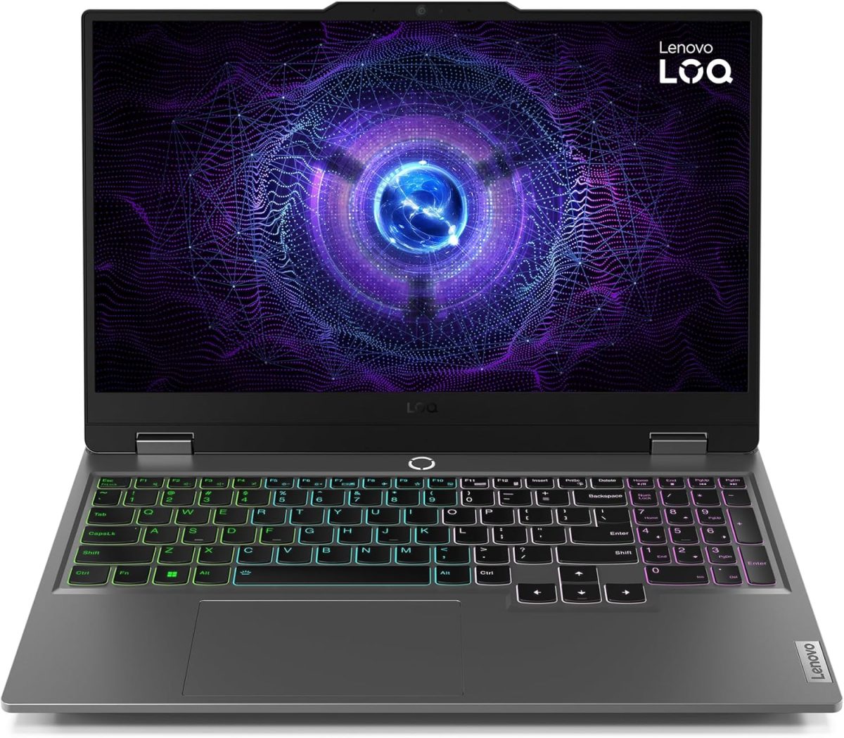 ⁦لينوفو لابتوب العاب ال او كيو بشاشة FHD مقاس 15 انش ومعالج انتل I7-13650HX، ذاكرة RAM 24GB، هارد SSD 512GB، انفيديا 6GB 4050، ويندوز 11، كيبورد انجليزي-عربي، رمادي - [83DV00R9AX]⁩ - الصورة ⁦2⁩