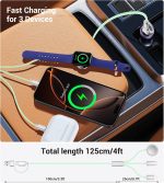 ⁦تيمدان شاحن ساعة ابل، كيبل USB C 3 في 2 لشاحن ايفون 16/نوع سي/لايتنينج، سلك كابل شحن متعدد، اساسيات السفر المحمولة مصمم لساعة اي ووتش الترا/اس اي/10-1 وايفون 16-12-4 قدم، اخضر⁩ - الصورة ⁦4⁩