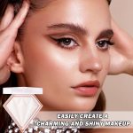 ⁦باليت مكياج هايلايتر للوجه من تزويق، بودرة مقاومة للماء وتدوم طويلا، باليت كونتور لامعة، لتفتيح البشرة وكونتور الوجه، باليت مكياج بودرة بلش، ابيض لؤلؤي⁩ - الصورة ⁦5⁩