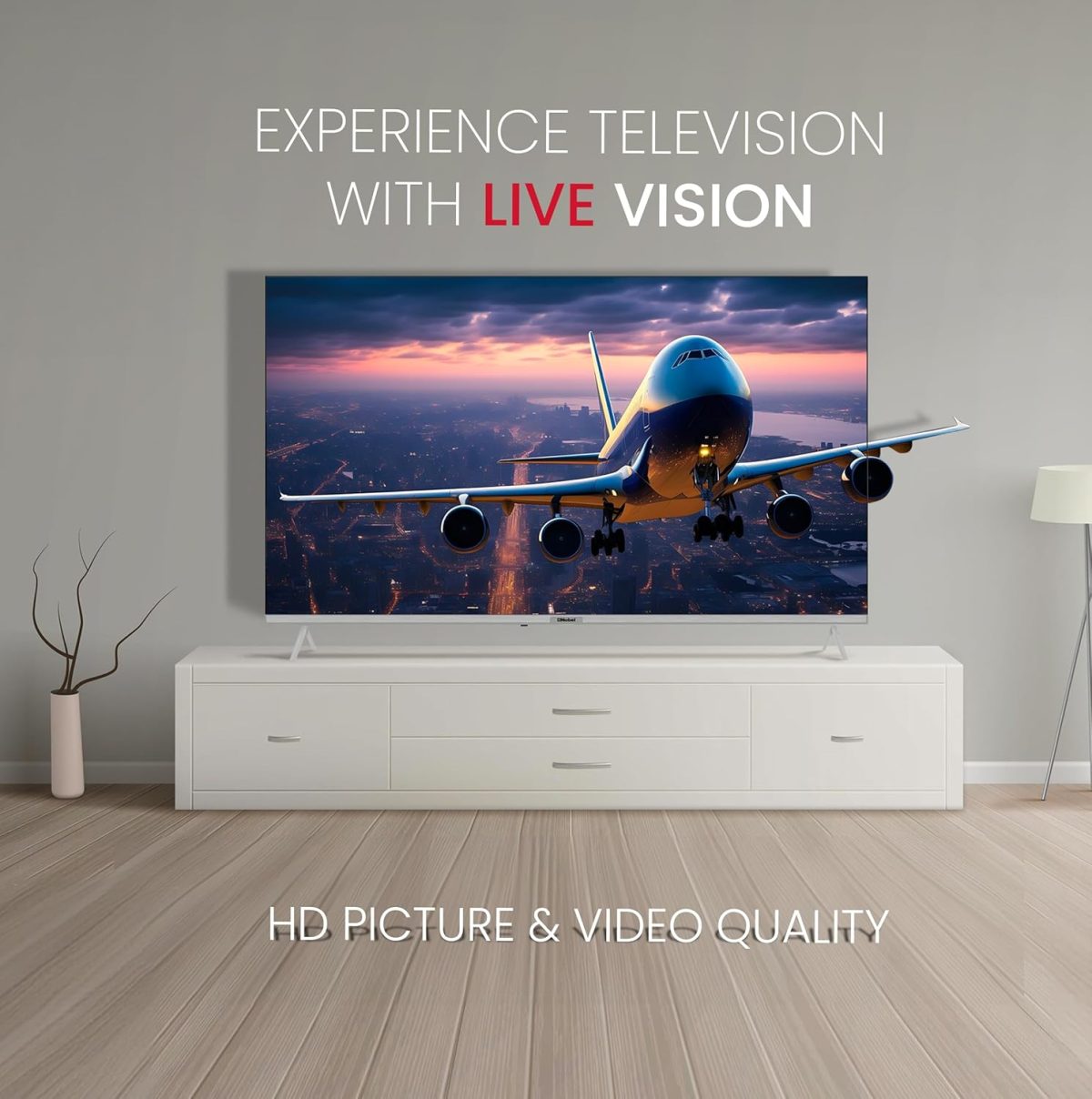 ⁦نوبل تلفزيون LED ذكي 65 بوصة 4K UHD بدون اطار مع اندرويد 13 وHDR ومنافذ HDMI وUSB وشبكة LAN ومدخل محوري ومكبرات صوت مدمجة وواي فاي وتي في او اس بتصميم حوت ودي ال اي دي رفيع للغاية مثالي للمسرح المنزلي⁩ - الصورة ⁦3⁩