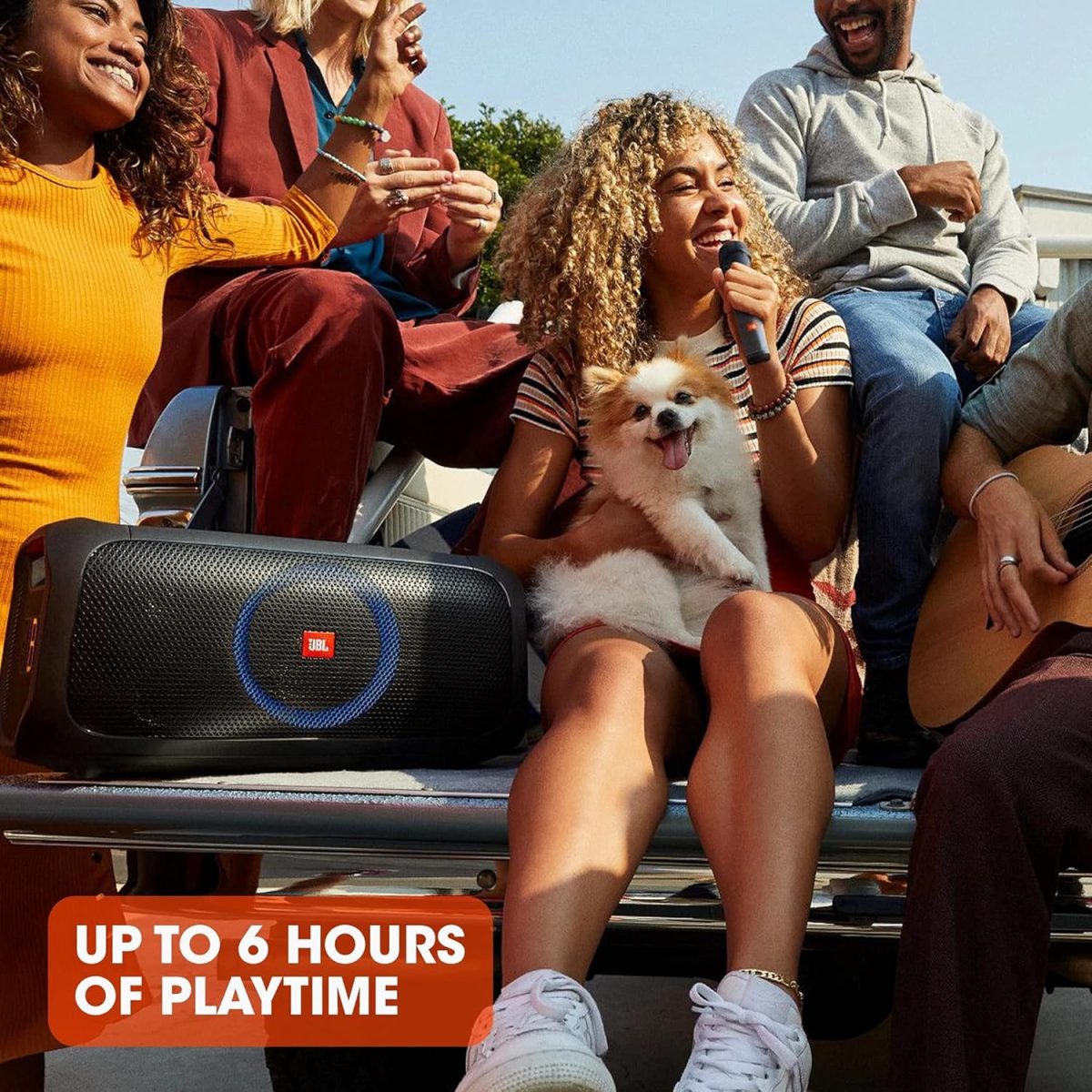 ⁦JBL مكبر صوت محمول للحفلات اثناء التنقل من بارتي بوكس مع اضواء مدمجة وميكروفون لاسلكي، 100 واط من صوت JBL برو قوي، صوت جهوري قوي، مقاوم للرذاذ IPX4، تدفق بلوتوث - اسود، JBLPARTYBOXOTGUK⁩ - الصورة ⁦6⁩