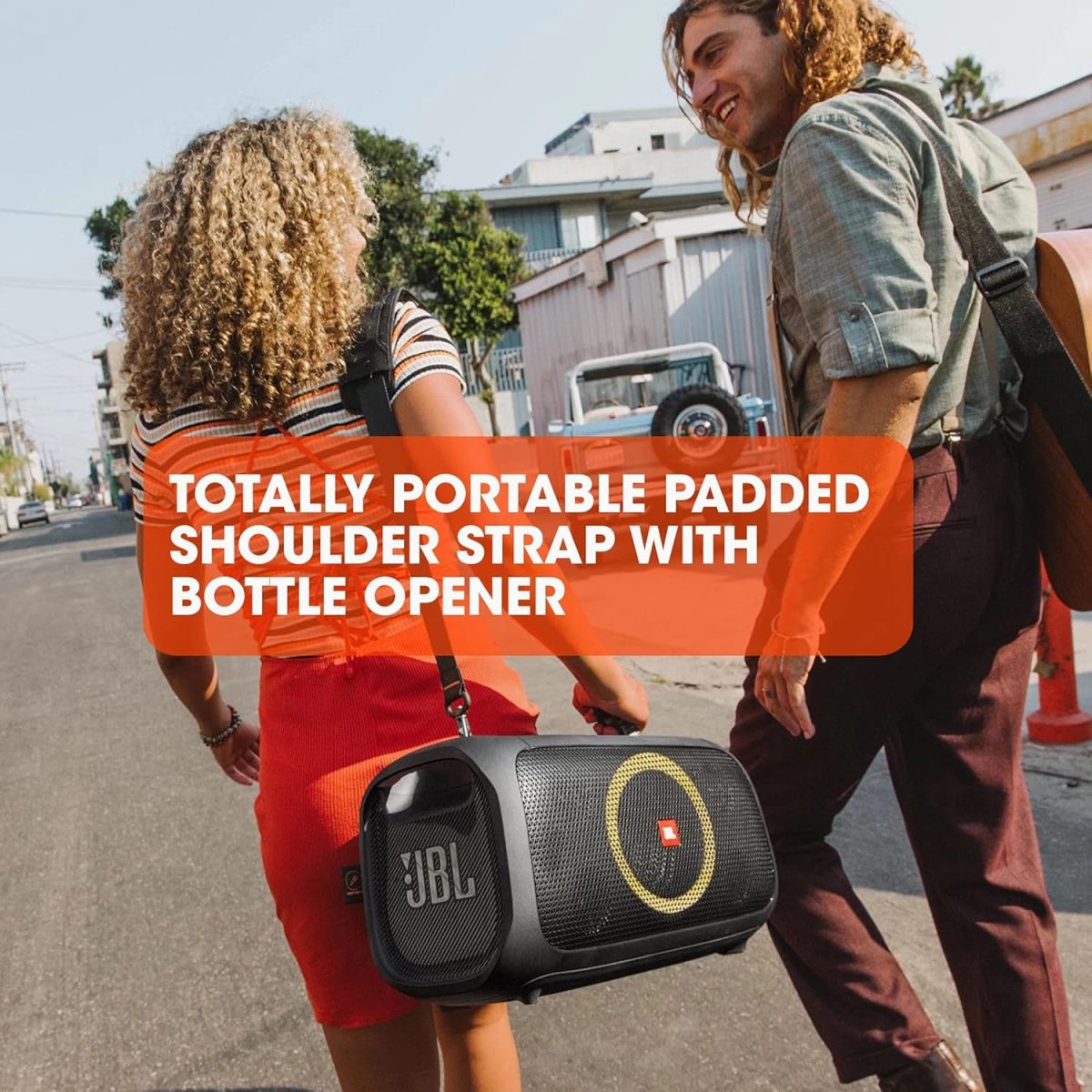 ⁦JBL مكبر صوت محمول للحفلات اثناء التنقل من بارتي بوكس مع اضواء مدمجة وميكروفون لاسلكي، 100 واط من صوت JBL برو قوي، صوت جهوري قوي، مقاوم للرذاذ IPX4، تدفق بلوتوث - اسود، JBLPARTYBOXOTGUK⁩ - الصورة ⁦8⁩