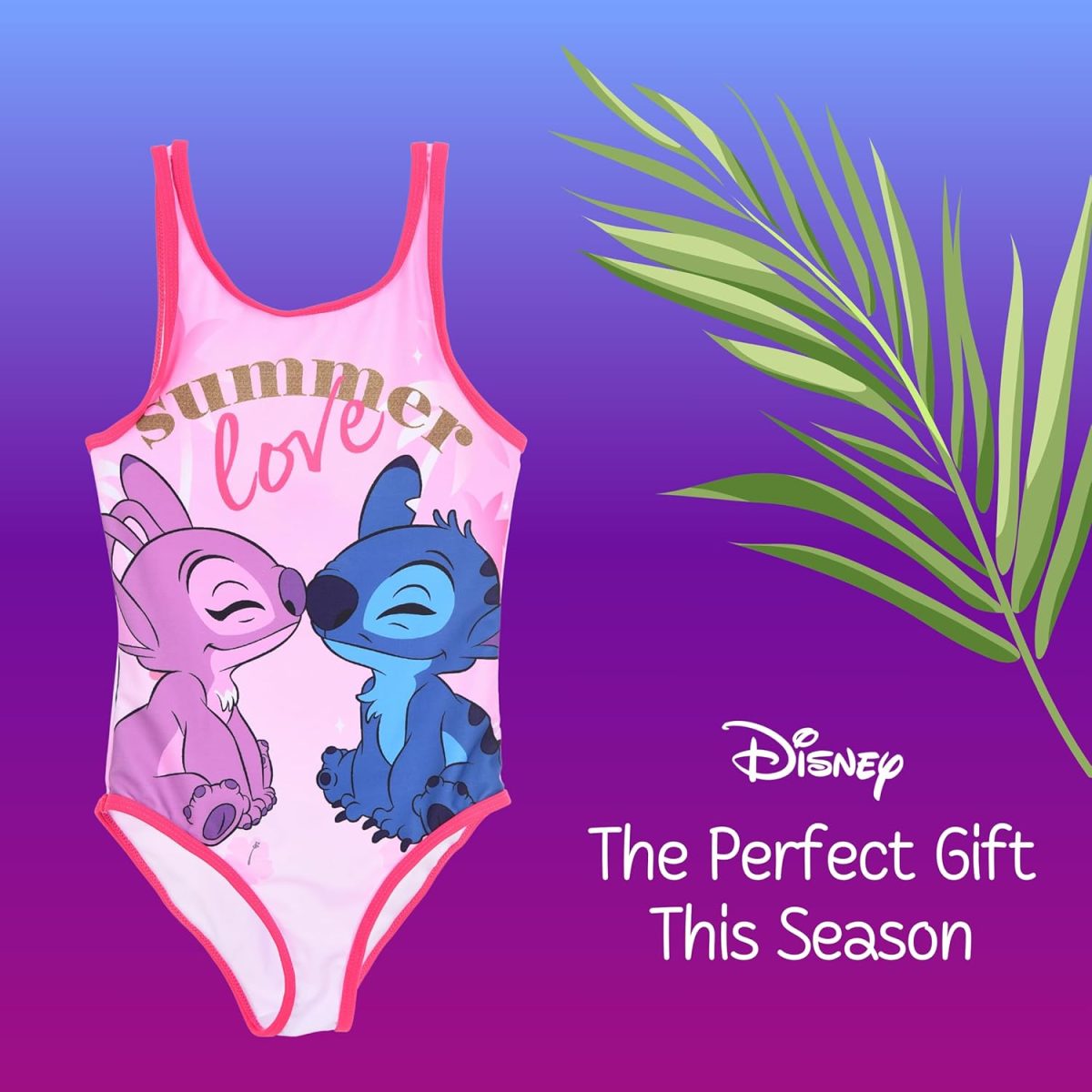 ⁦Disney Stitch Girls Swimming Costume Stitch and Angel One Piece Swimsuit Kids Swim Suit Sizes 6 to 12 Years⁩ - الصورة ⁦8⁩