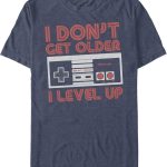 نينتندو تي شيرت NES Controller Get Older Level Up للرجال