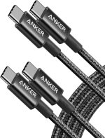 انكر كيبل USB C الى USB C (6 قدم، عبوتان)، سلك شاحن نوع C 100 واط للشحن السريع لسلسلة ايفون 16، ماك بوك برو 2020، بكسل والمزيد (USB 2.0، اسود)