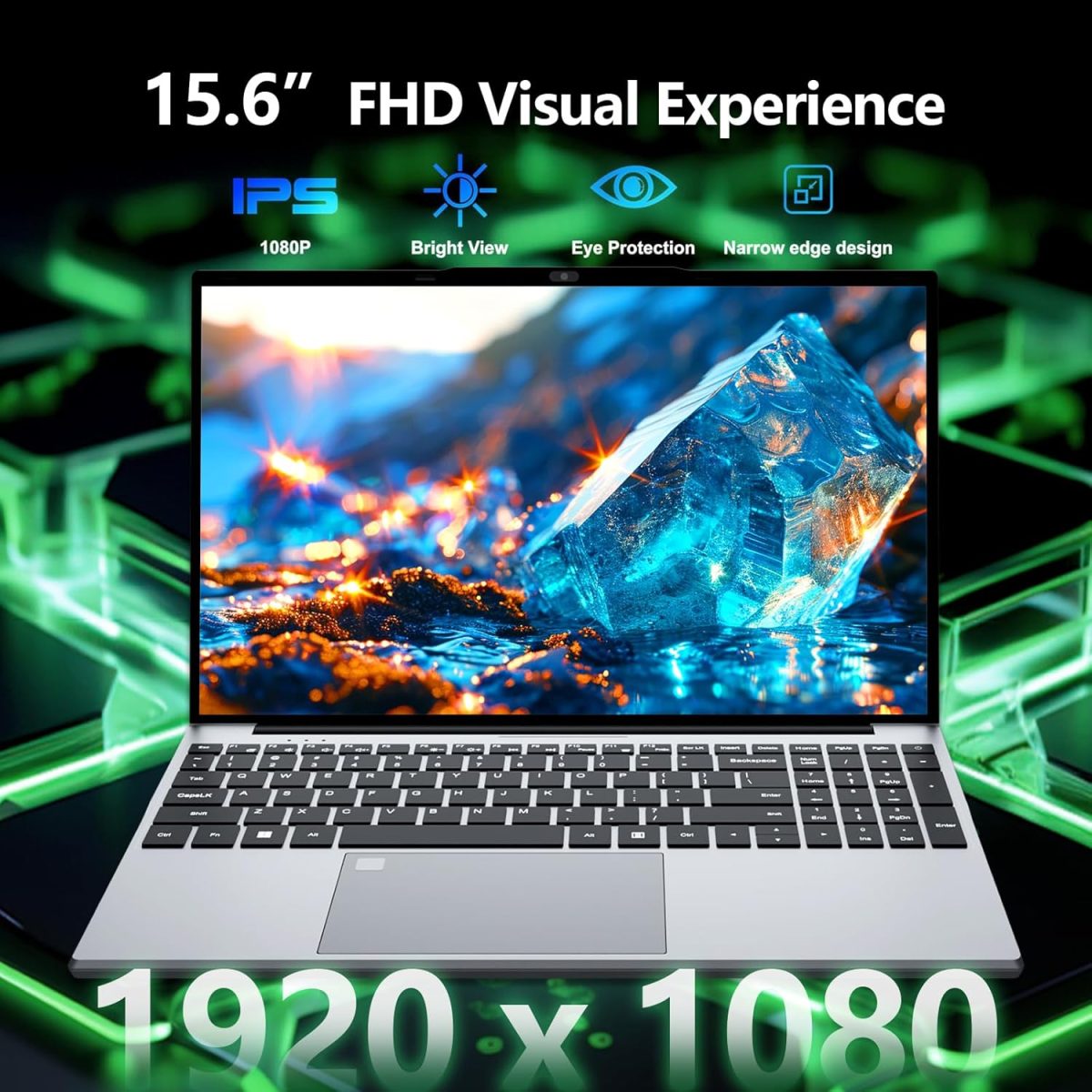 ⁦لابتوب العاب 15.6 انش، معالج سيليرون N5095، 16GB 512GB SSD، شاشة FHD 1920×1080، فتحة 180 زاوية ببصمة الاصبع، كيبورد باضاءة خلفية، ميني HDMI⁩ - الصورة ⁦3⁩