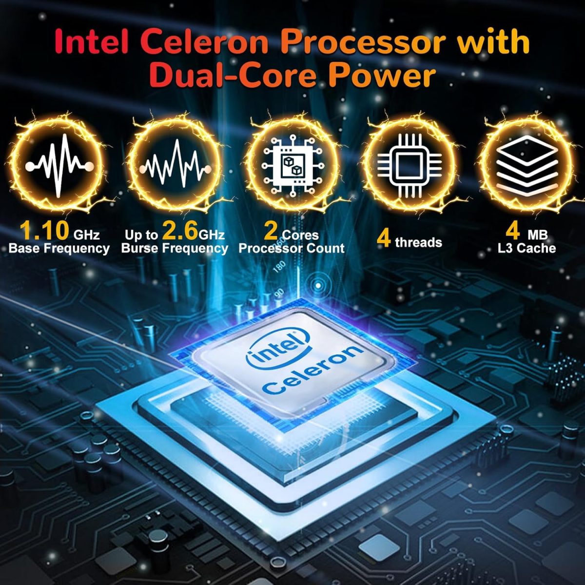 ⁦لابتوب 2025 بشاشة 15.6 انش FHD 1920×1080 لطلاب الجامعات والاعمال، 8GB DDR4 RAM 256GB SSD، انتل سيليرون ثنائي النواة، USB 3.2، كيبورد رقمية، ويندوز 11 برو، نحيف محمول، رمادي⁩ - الصورة ⁦3⁩
