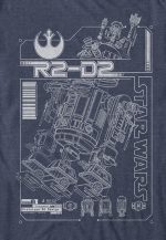 ⁦تي شيرت رجالي من Star Wars مطبوع عليه R2 Schematic⁩ - الصورة ⁦3⁩