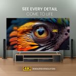 ⁦نوبل تلفزيون LED ذكي 65 بوصة 4K UHD بدون اطار مع اندرويد 13 وHDR ومنافذ HDMI وUSB وشبكة LAN ومدخل محوري ومكبرات صوت مدمجة وواي فاي وتي في او اس بتصميم حوت ودي ال اي دي رفيع للغاية مثالي للمسرح المنزلي⁩ - الصورة ⁦4⁩