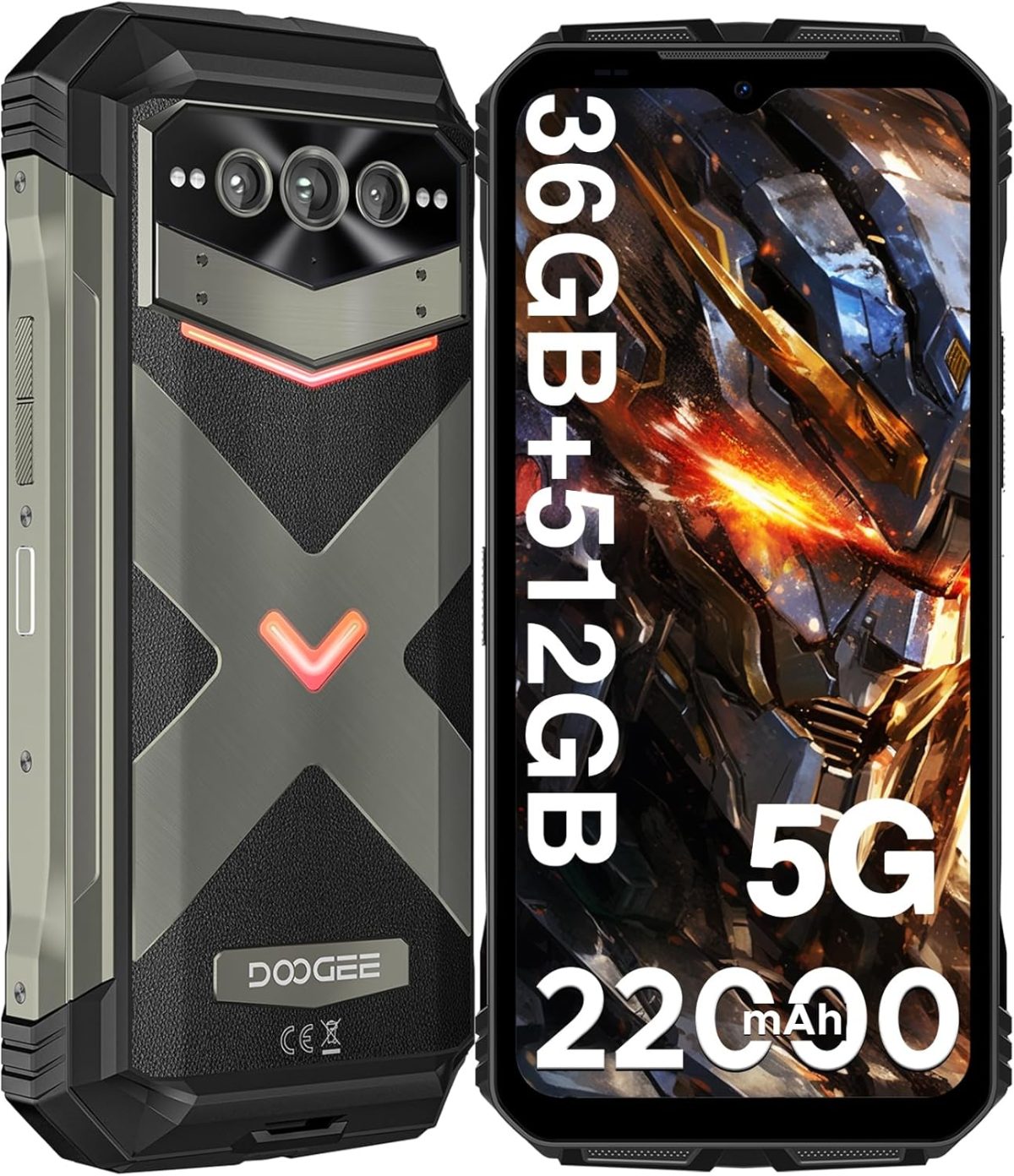 دوجي جوال في ماكس بلس (2024) 5G متين 22000mAh 36GB+512GB اندرويد 14، رؤية ليلية 200MP+32MP+20MP، شاشة IPS FHD+120Hz، مقاوم للماء IP68/IP69K، NFC/OTG