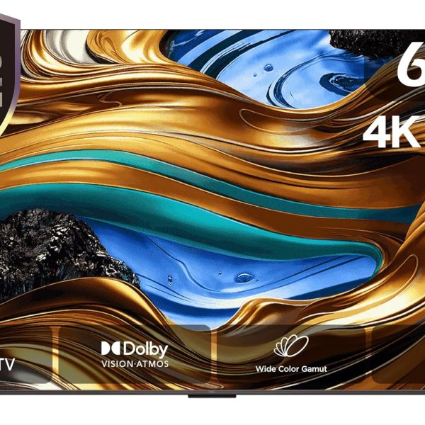 TCL تلفزيون ذكي 65 بوصة جوجل تي في 4K UHD 60Hz MEMC، 120Hz VRR، DLG 120Hz، دولبي فيجن اتموس، HDR10+، DTS فيرتشوال اكس، تدرج لوني واسع، نحيف وموحد، تيتانيوم مصقول 65P755 (2024)