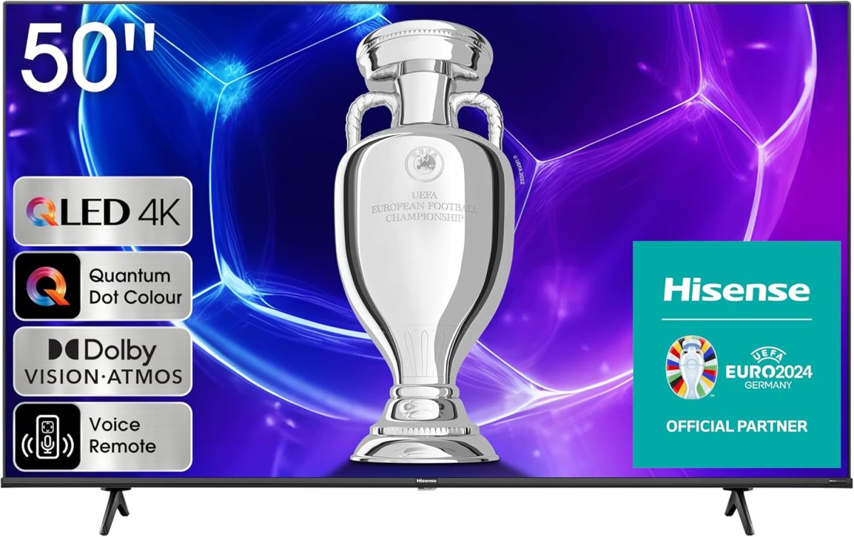 هايسينس تلفزيون QLED ذكي 50 بوصة E7K مع لون كوانتوم دوت، دولبي فيجن·اتموس، مشاركة للتلفزيون والتحكم الصوتي ووضع اللعب VRR ALLM، وضع رياضي ذكاء اصطناعي، يوتيوب، نتفليكس، شاهد وانغامي، 50E7K (مجدد)