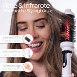 ⁦ستايل برو فرشاة حرارية مع مصابيح LED حمراء وقريبة بالاشعة تحت الحمراء، 58 مصباح ليد ان اي ار + 84 مصباح LED احمر، اسطوانة سيراميك، حرارة قابلة للتعديل، تجعيد خفيف وفرشاة شعر⁩ - الصورة ⁦3⁩
