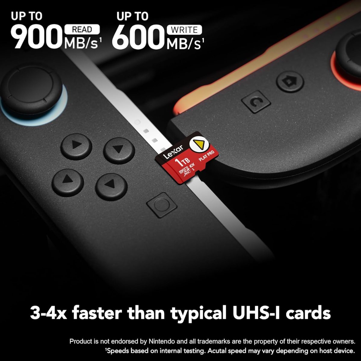⁦ليكسار بطاقة بلاي برو مايكرو اس دي اكسبريس 1TB UHS-I، C10، U3، V30، فيديو 4K، حتى 900/600 ميجابايت/ثانية، متوافقة مع نينتندو سويتش 2، اسوس روج الي، ستيم ديك، اجهزة الالعاب (LMSXPS0001T-BNNNU)⁩ - الصورة ⁦3⁩