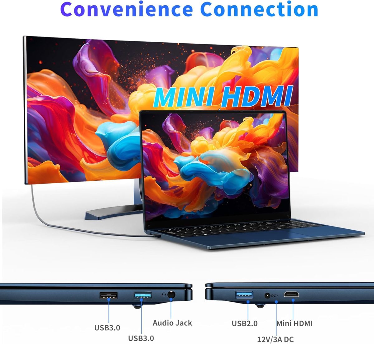 ⁦لابتوب العاب 16 انش 2025، 16GB RAM 1TB SSD، معالج N150 (حتى 3.6GHz)، FHD 1920×1200، فتح 180 درجة، اضاءة خلفية، BT4 WIFI5، ويندوز 11 برو، 6000mAh/46.2Wh، كحلي⁩ - الصورة ⁦9⁩