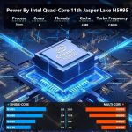⁦لابتوب العاب 14 انش من فونيت، لابتوب 2025 ويندوز 11 برو، 8GB RAM 256GB SSD، معالج انتل الجيل 11 N5095 (حتى 2.9GHz)، FHD 1920×1080، بلوتوث 4.2⁩ - الصورة ⁦3⁩