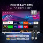⁦نوبل تلفزيون LED ذكي 65 بوصة 4K UHD بدون اطار مع اندرويد 13 وHDR ومنافذ HDMI وUSB وشبكة LAN ومدخل محوري ومكبرات صوت مدمجة وواي فاي وتي في او اس بتصميم حوت ودي ال اي دي رفيع للغاية مثالي للمسرح المنزلي⁩ - الصورة ⁦2⁩