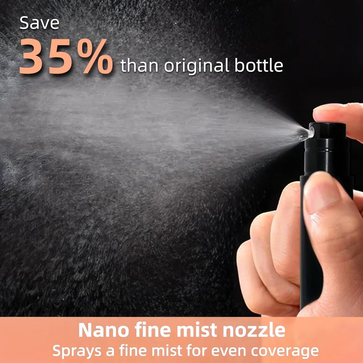 ⁦بخاخ عطر AA01BK من مويلساي، زجاجة عطر قابلة لاعادة الملء بسعة 0.34 اونصة، موزع كولونيا محمول للجيب مناسب للسفر والعطلات واعياد الميلاد والذكرى السنوية (اسود 10 مل)⁩ - الصورة ⁦2⁩