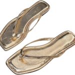 شبشب فليب فلوب بمقدمة مربعة للنساء من سنوفن - صندل صيفي مريح للشاطئ والمناسبات الرسمية غير قابل للانزلاق (لون ذهبي وفضي)