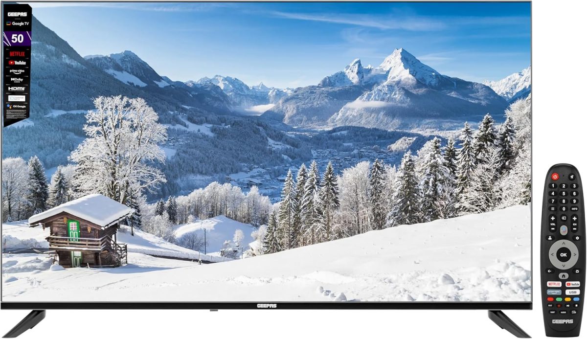 جيباس تلفزيون LED ذكي 55 بوصة GLED5506SGXHD جوجل، تحكم صوتي ذكي بدقة 4 كيه الترا اتش دي، تصميم بدون اطار | مع جهاز تحكم عن بعد ومنافذ HDMI وUSB