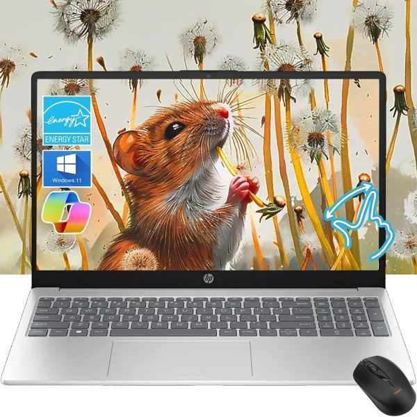 HP لابتوب بافليون بشاشة لمس HD 15.6 انش | ذاكرة RAM 16GB | SSD 1TB | انتل كور i3-1215U حتى 4.1GHz | بطارية 11 ساعة | ويندوز 11 | USB-C وHDMI | فضي انيق | مع ماوس