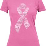 بروموشن اند بيوند تي شيرت بشريط زهري للتوعية بسرطان الثدي للنساء