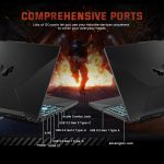 ⁦اسس لابتوب العاب تي يو اف A15 بشاشة 15.6 انش FHD 144Hz ومعالج AMD رايزن 7 7435HS وانفيديا جيفورس RTX 3050 وذاكرة DDR5 16GB وSSD 512GB وكيبورد باضاءة خلفية وواي فاي 6 وويندوز 11 برو، اسود، مجموعة قاعدة⁩ - الصورة ⁦9⁩