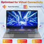 ⁦لابتوب 2025 بشاشة 15.6 انش FHD 1920×1080 لطلاب الجامعات والاعمال، 8GB DDR4 RAM 256GB SSD، انتل سيليرون ثنائي النواة، USB 3.2، كيبورد رقمية، ويندوز 11 برو، نحيف محمول، رمادي⁩ - الصورة ⁦6⁩