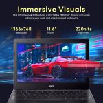 ⁦ايسر لابتوب كروم بوك 311 11.6 انش HD، انتل سيليرون N4500، بطاقة عرض مرئي انتل UHD، ذاكرة RAM LPDDR4X 4GB، تخزين 224GB (64GB eMMC + مجموعة قاعدة شحن 160GB)، نظام تشغيل كروم، واي فاي 5، اسود⁩ - الصورة ⁦4⁩