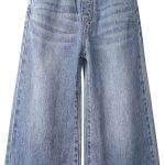 كيدز كول سبيس بنطلون جينز للبنات، 5-14T واسع الساق وخصر مطاطي فضفاض مع بنطلون جينز واسع