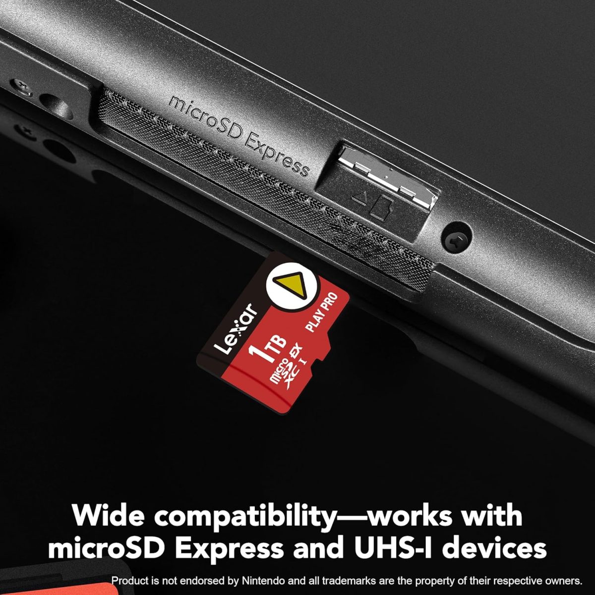 ⁦ليكسار بطاقة بلاي برو مايكرو اس دي اكسبريس 1TB UHS-I، C10، U3، V30، فيديو 4K، حتى 900/600 ميجابايت/ثانية، متوافقة مع نينتندو سويتش 2، اسوس روج الي، ستيم ديك، اجهزة الالعاب (LMSXPS0001T-BNNNU)⁩ - الصورة ⁦6⁩